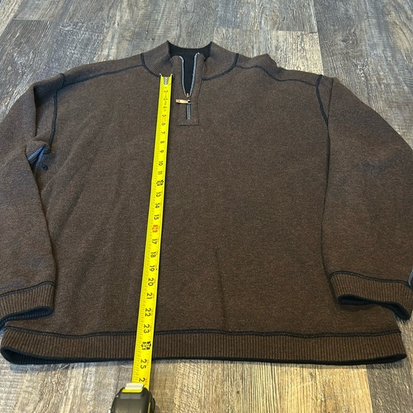 🌴Tommy Bahama Sweater Mens black/Brown Reversible 1/4 Zip Pu… - Picture 5 of 11
